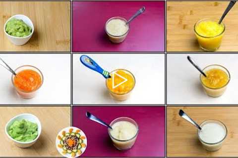 9 Fruit Purees for 4+ / 6+ Month Baby | Stage 1 Homemade Baby Food | Healthy Baby Food Recipes